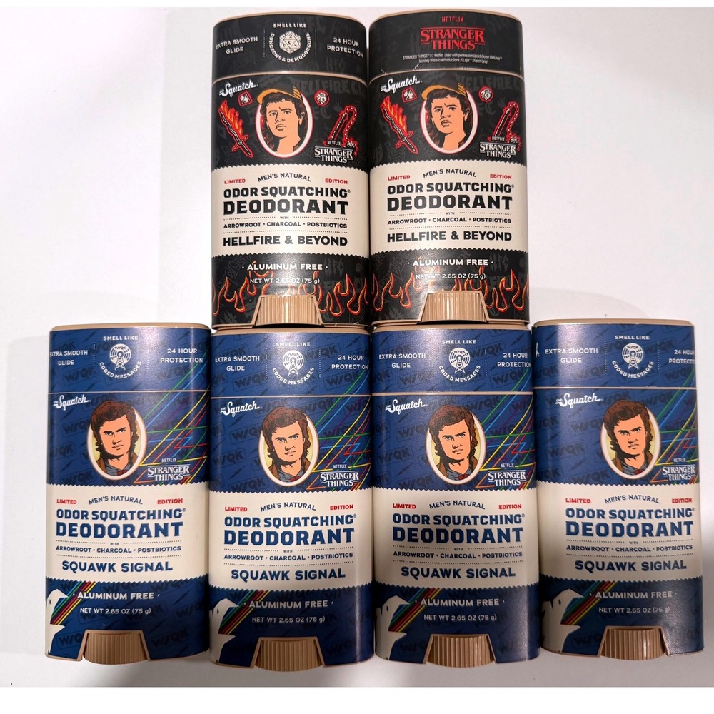 6pk Dr. Squatch Stranger Things Deodorant Hellfire & Beyond Squawk Signal Bulk